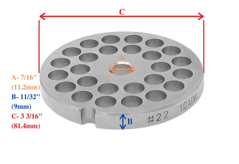 Tesor #22 Stainless Steel Replacement Plate Disc Blade for Meat Grinder (3/8") - Image 3